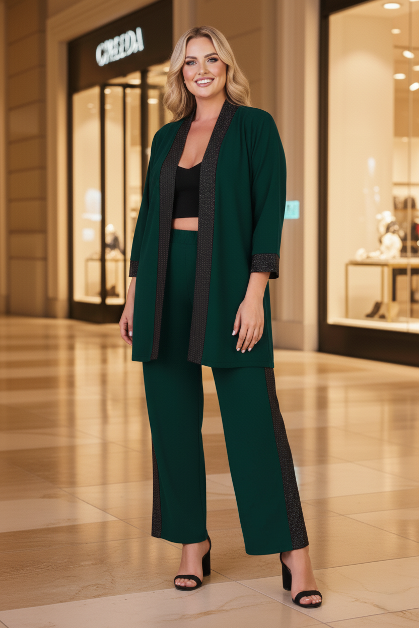 Sim Detaylı Beli Lastikli Yüksek Bel Abiye Takım