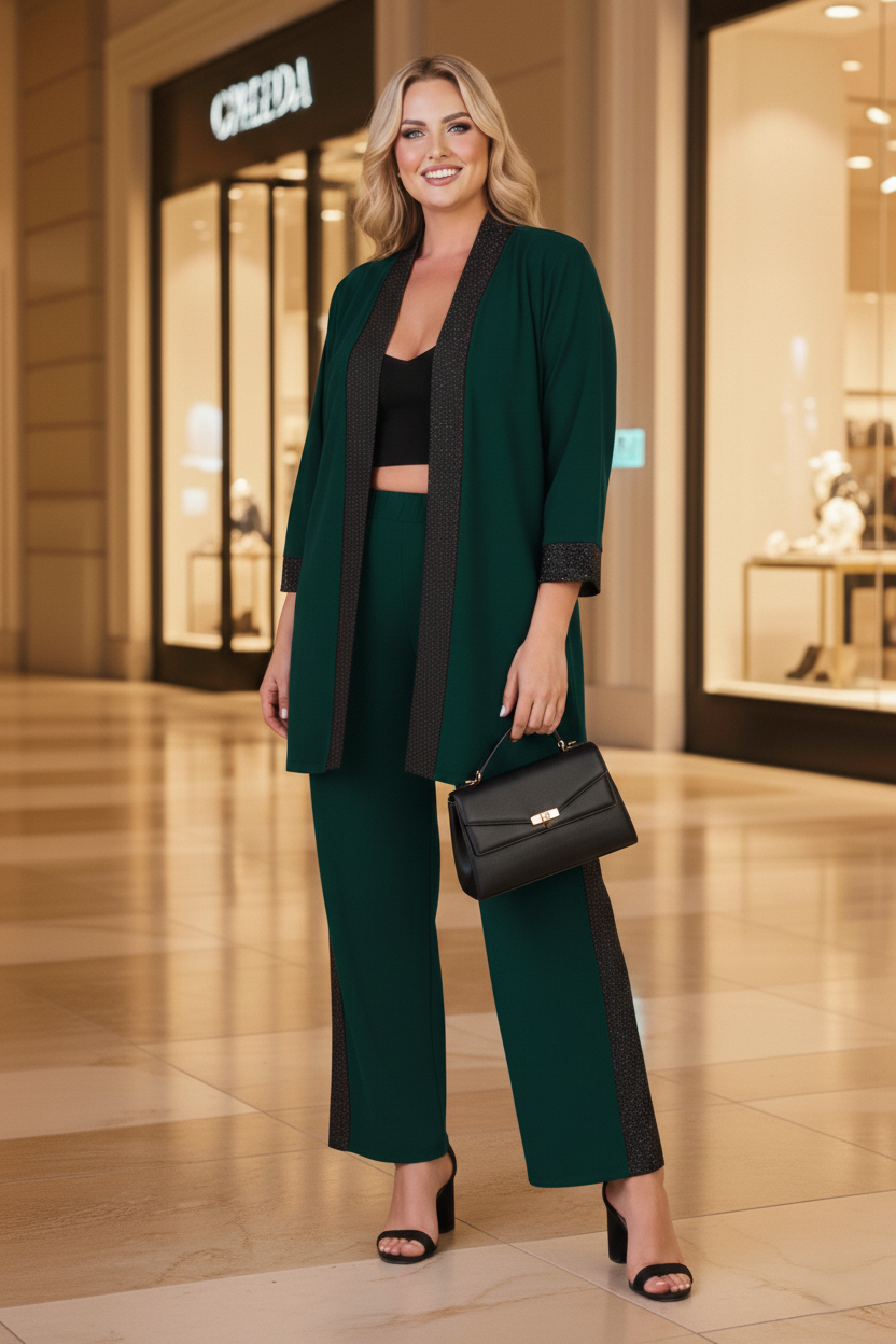 Sim Detaylı Beli Lastikli Yüksek Bel Abiye Takım