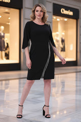 Zincir Detaylı Bisiklet Yaka Elbise