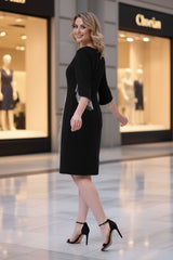 Zincir Detaylı Bisiklet Yaka Elbise